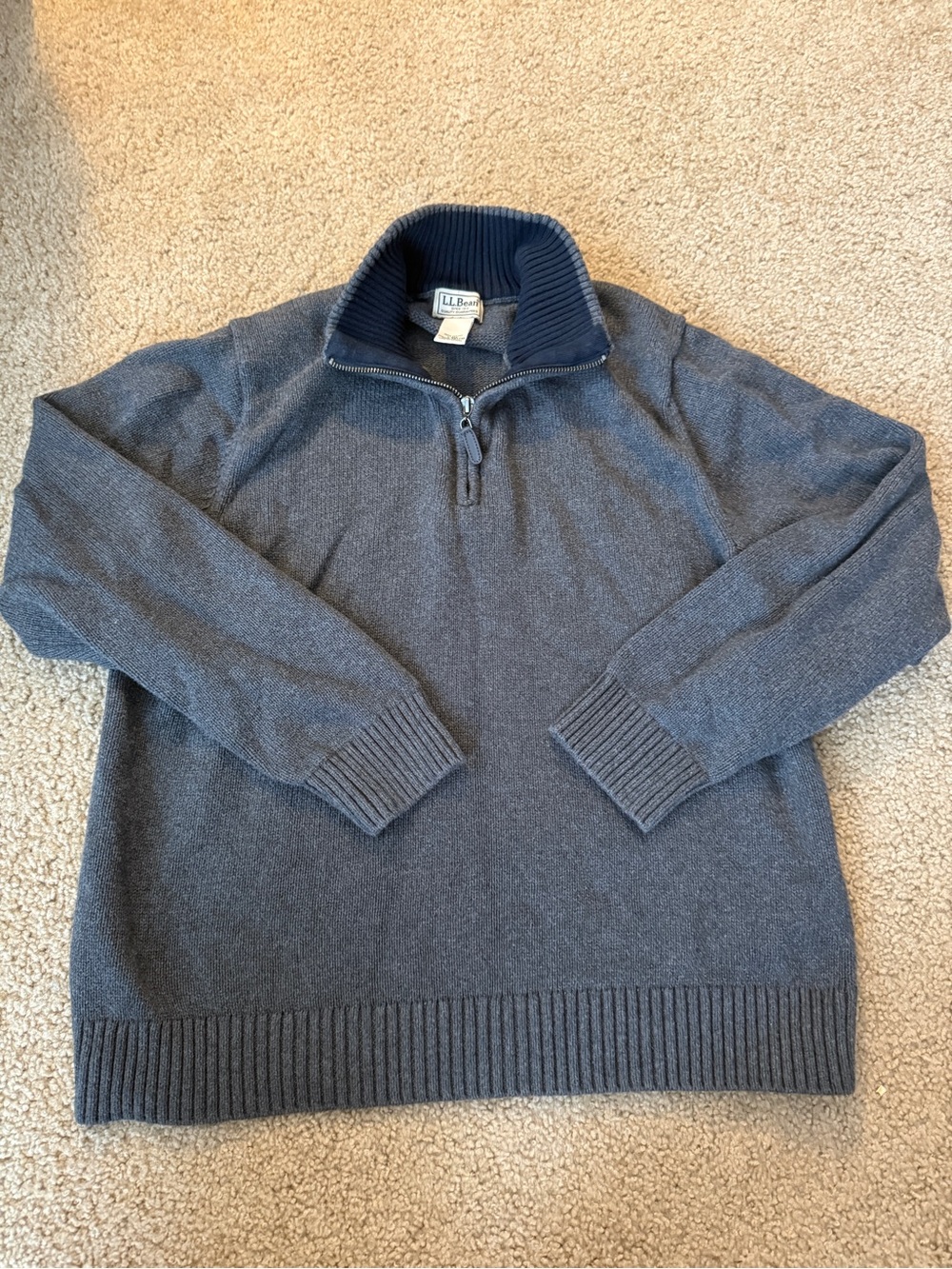 L.L. Bean Men's Zip-Neck Sweater in Navy